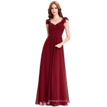 Starzz Wein Rot Lange Chiffon Prom Kleider Billig bodenlangen Hochzeit Brautjungfer Kleid Formal Burgund Kleid ST000079-1